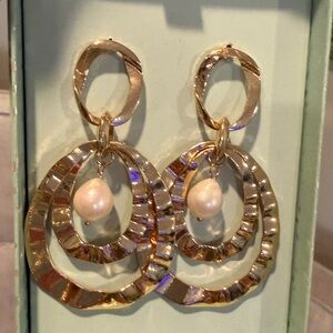 Persimmon Gold and Freshwater Pearl Earrings